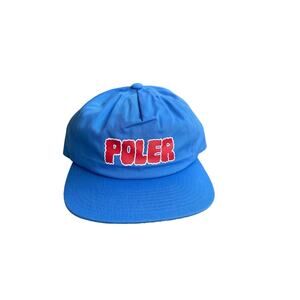 POLER Wiggle Font Flat Bill Hat Cap BLUE Snapback OSFA Deadstock